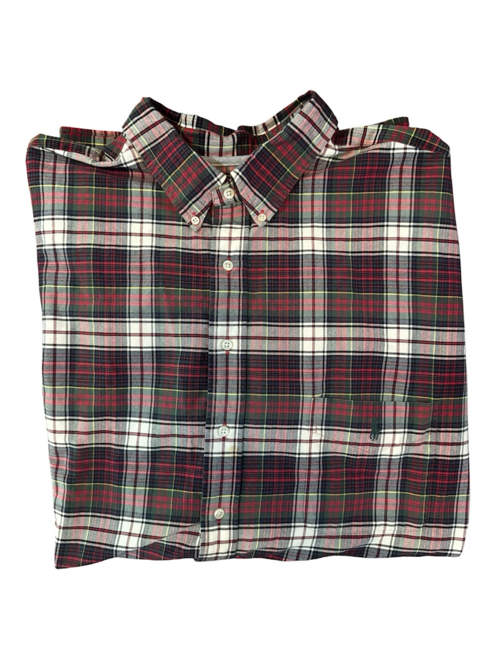 Ralph Lauren 90s Grunge Men's Red, Green & White Plaid Button-Down Shirt 4XLT